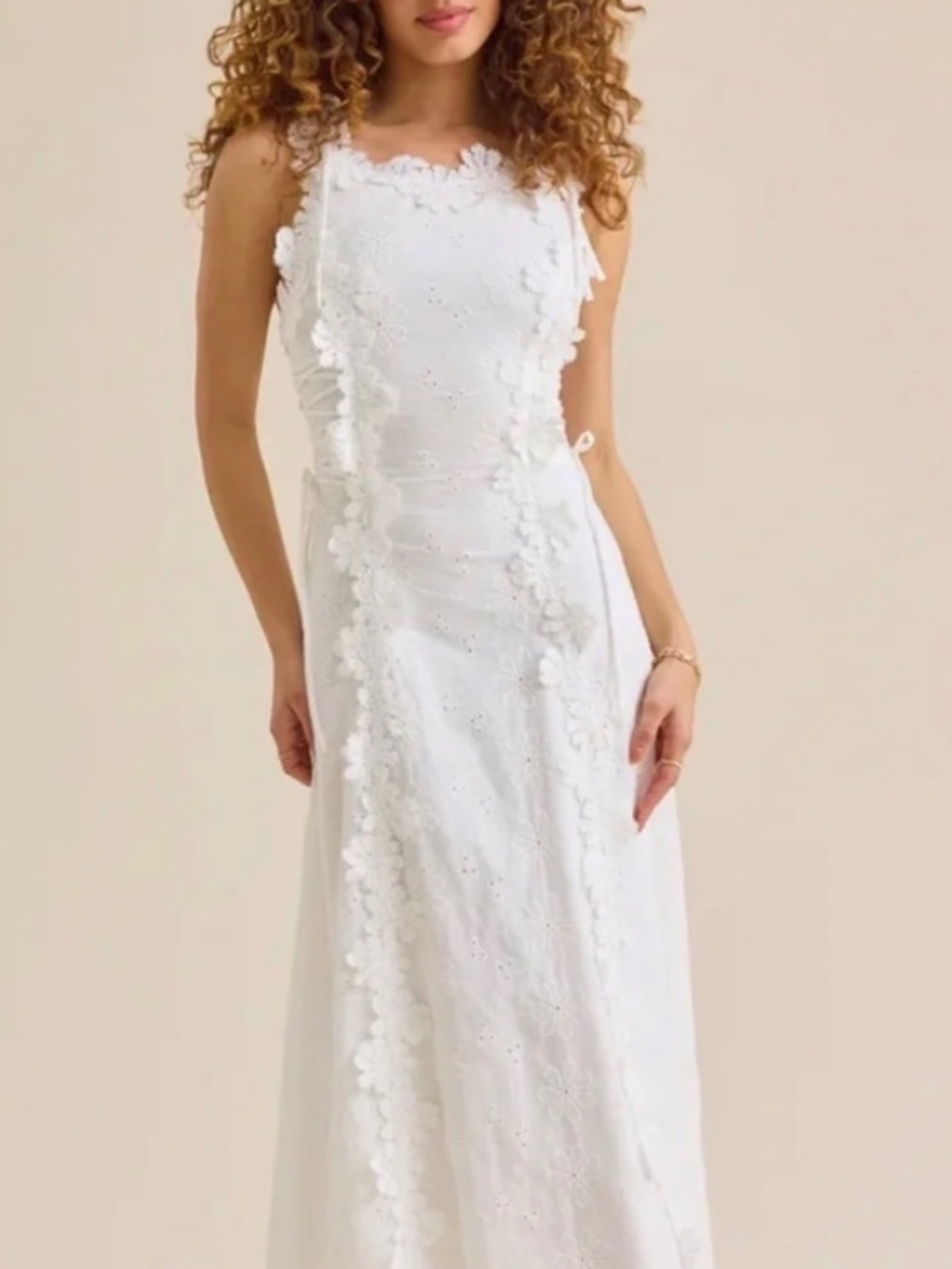 NWT Altar'd State White Floral Eyelet Maxi Dress SZ XL